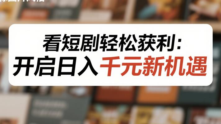 看短剧轻松获利：开启日入千元新机遇