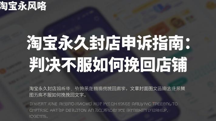 淘宝永久封店申诉指南：判决不服如何挽回店铺