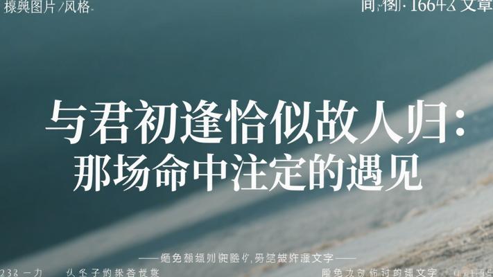 与君初逢恰似故人归：那场命中注定的遇见