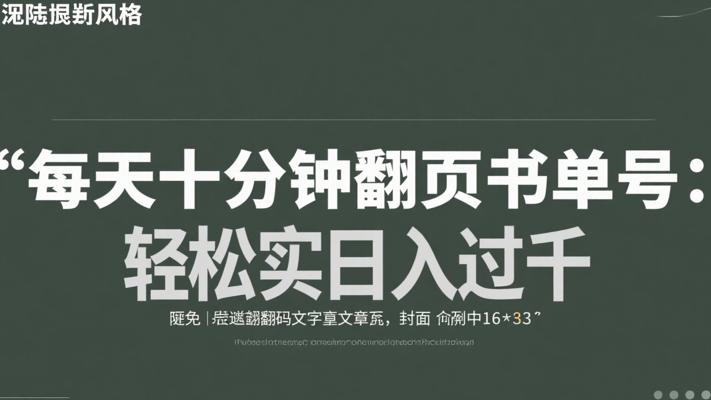每天十分钟翻页书单号：轻松实现日入过千