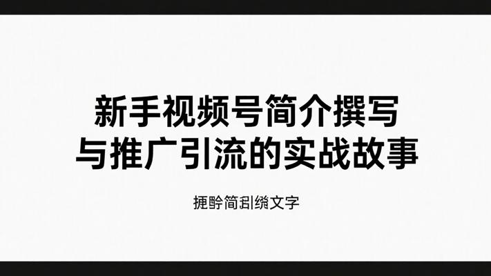 新手视频号简介撰写与推广引流的实战故事