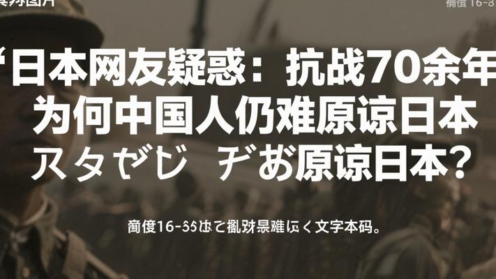 日本网友疑惑：抗战70余年 为何中国人仍难原谅日本