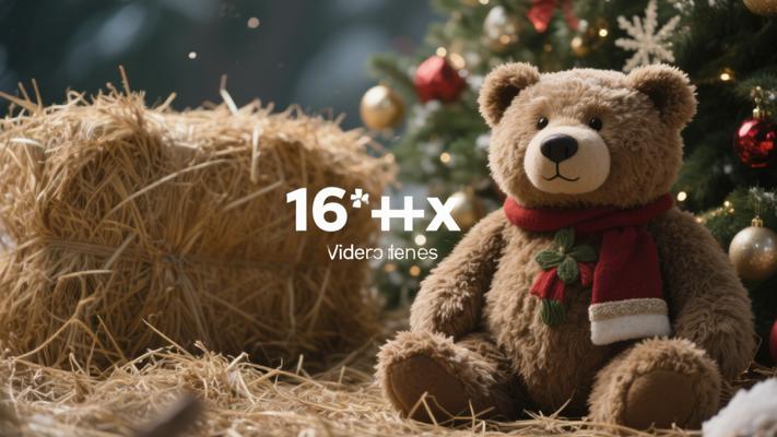 干草圣诞熊与节日装饰高清素材镜头文案