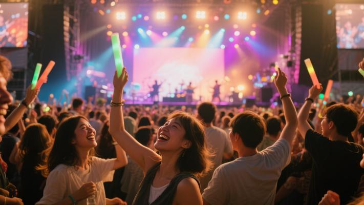 音乐节观众欢乐时光流逝高清素材镜头