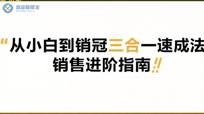 从小白到销冠三合一速成法：销售进阶指南