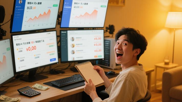 智能AI无人直播：小白也能日赚千元的超强打法