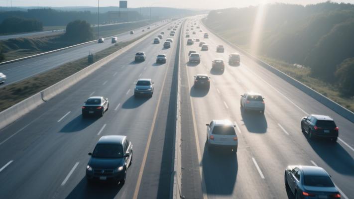 高速公路汽车行驶垂直镜头高清素材