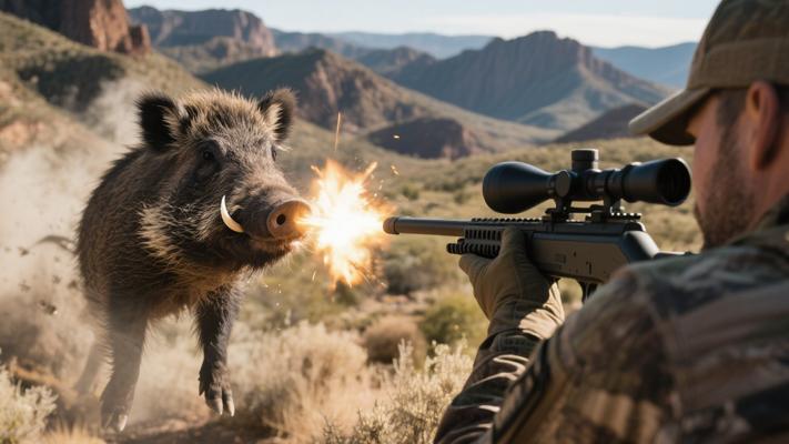 美国亚利桑那山区：猎人狙击野猪实录一枪一个超震撼