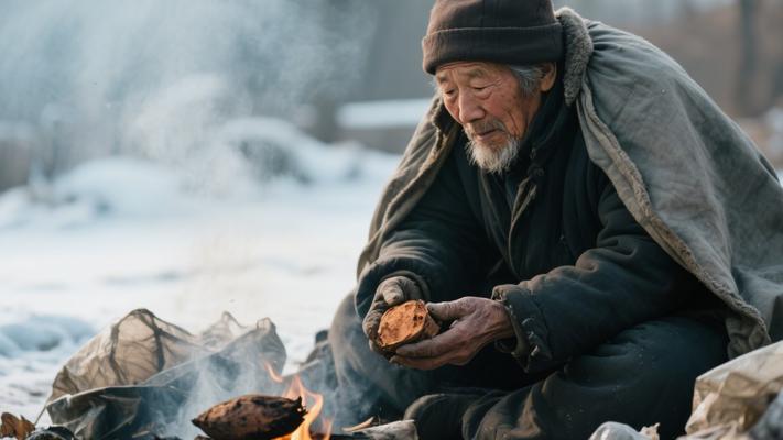 寒冬里的烤红薯：拾荒老人的最后善良