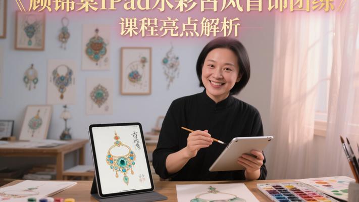 《顾锦棠iPad水彩古风首饰团练》课程亮点解析