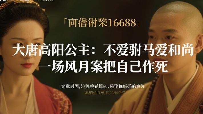 大唐高阳公主：不爱驸马爱和尚 一场风月案把自己作死