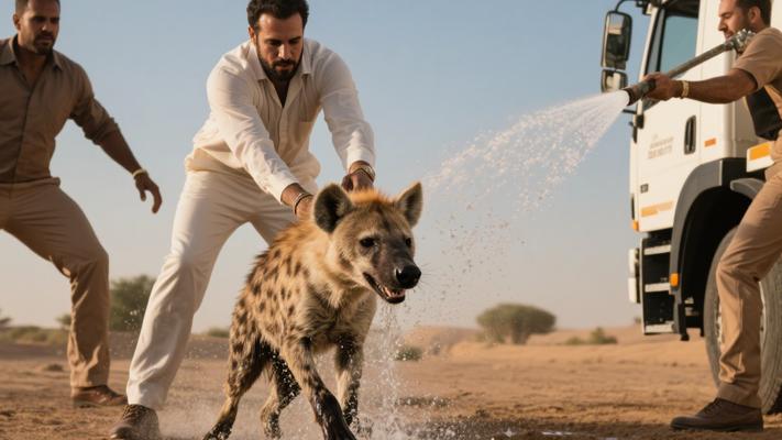 迪拜土豪抓鬣狗：洒水车灌水抓兽养成宠物的神奇操作