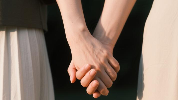 高清女性牵手特写浪漫镜头视频素材