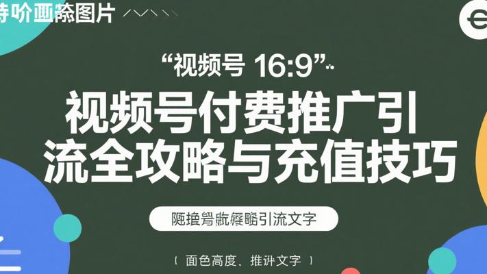 微信视频号付费推广引流全攻略与充值技巧