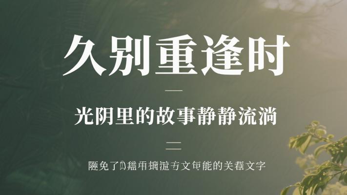 久别重逢时 光阴里的故事静静流淌