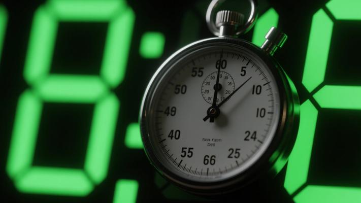 黑色背景绿色数字秒表倒计时高清素材