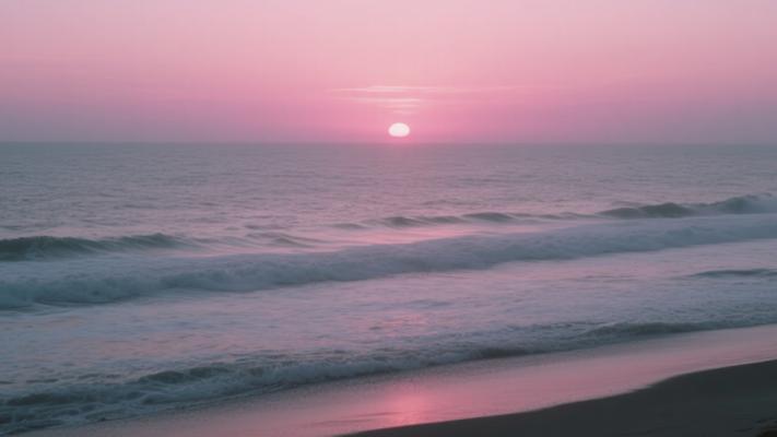 海边粉红色日落延时摄影高清素材