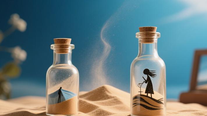 减压沙画与沙瓶创意高清无水印素材