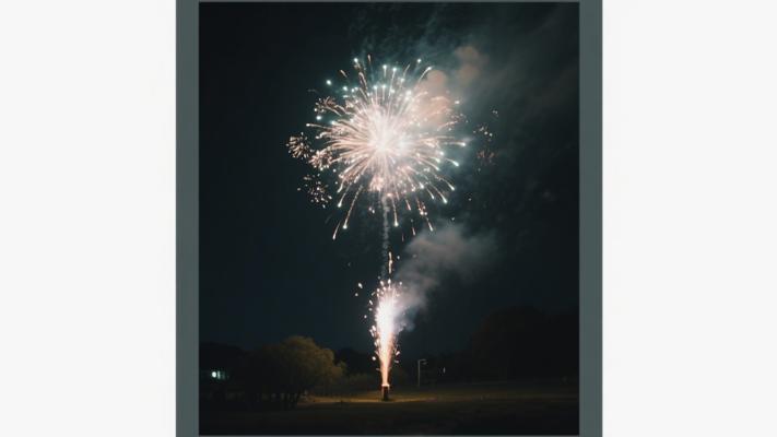 夜晚底部升起美丽烟火高清素材镜头文案