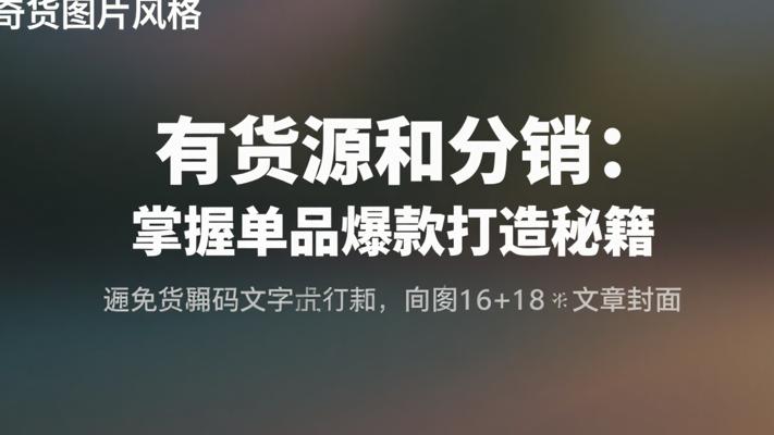有货源和分销：掌握单品爆款打造秘籍
