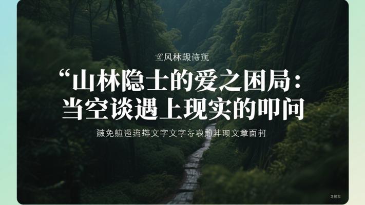 山林隐士的爱之困局：当空谈遇上现实的叩问