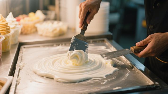 制作泰国冰淇淋过程特写高清素材镜头