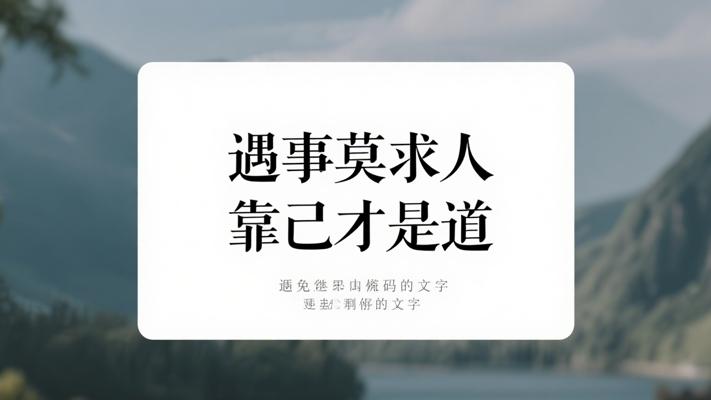 遇事别求人不如靠自己 老祖宗的道理错不了
