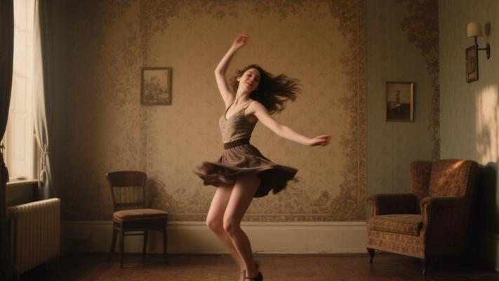 活力女子复古房间舞蹈高清素材镜头文案