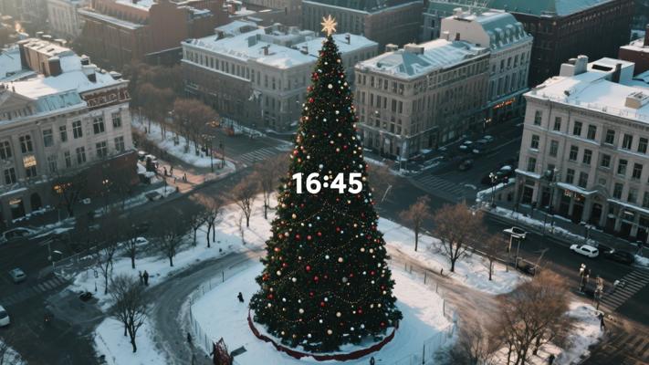 城市圣诞树航拍高清素材镜头文案