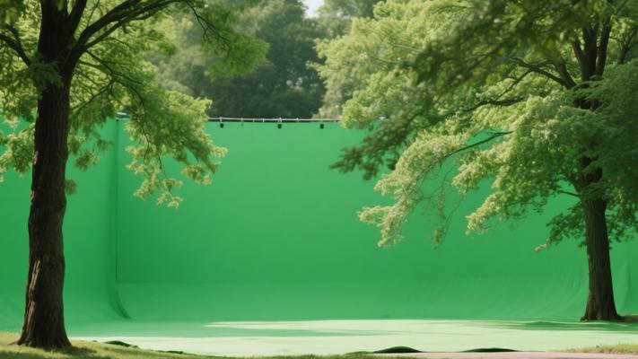 绿幕拍摄公园绿树迎风摇曳高清镜头