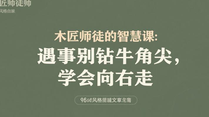 木匠师徒的智慧课：遇事别钻牛角尖，学会向右走