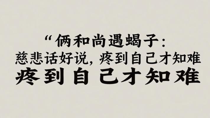 俩和尚遇蝎子：慈悲话好说，疼到自己才知难