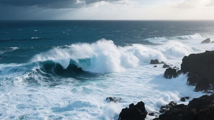 航拍拿撒勒海岸巨浪冲击岩石高清素材