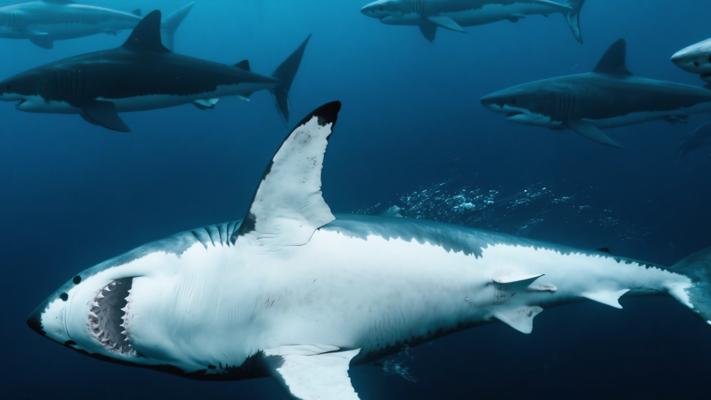 大白鲨天敌：揭秘鲨鱼家族翻肚即瘫的致命弱点