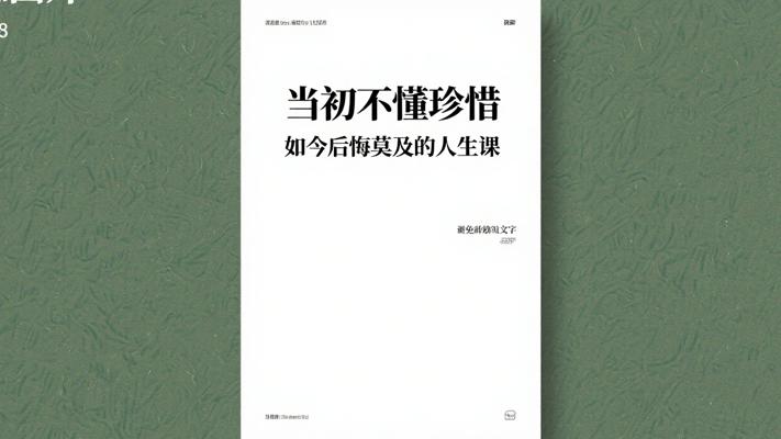当初不懂珍惜 如今后悔莫及的人生课