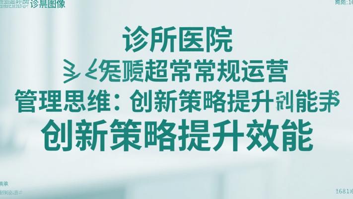 诊所医院超常规运营管理思维：创新策略提升效能