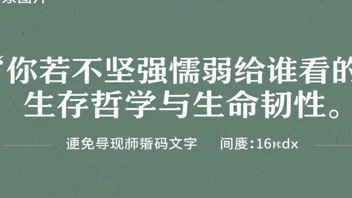 你若不坚强懦弱给谁看的生存哲学与生命韧性
