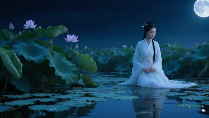 月下荷塘：诗意流淌的梦幻之境