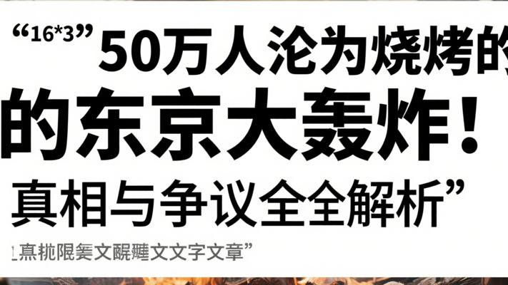 50万人沦为烧烤的东京大轰炸：真相与争议全解析