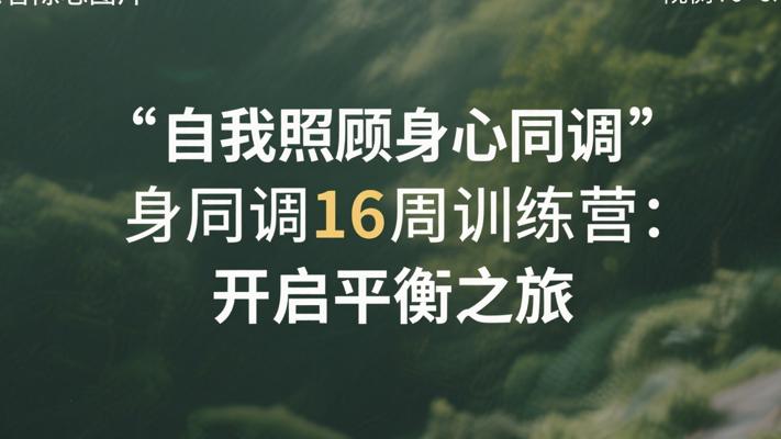 自我照顾身心同调16周训练营：开启平衡之旅