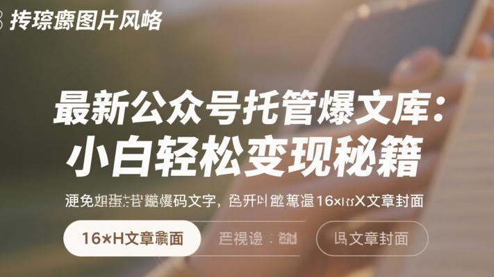最新公众号托管爆文库：小白轻松变现秘籍