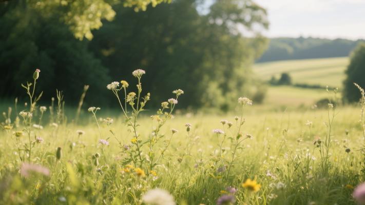 视频剪辑高清夏日乡村草地阳光花草素材文案