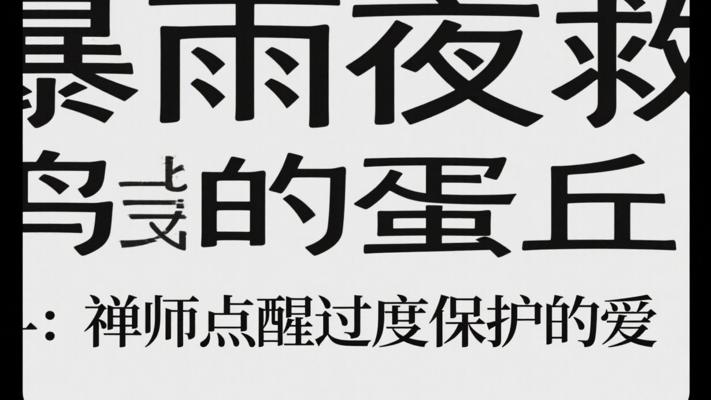 暴雨夜救鸟蛋的比丘：禅师点醒过度保护的爱