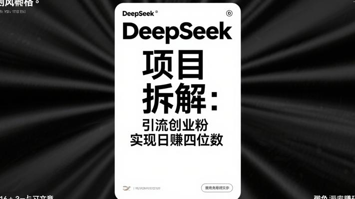 DeepSeek项目拆解：引流创业粉实现日赚四位数