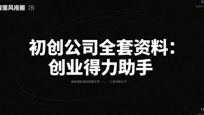 初创公司全套资料：开启创业征程的得力助手