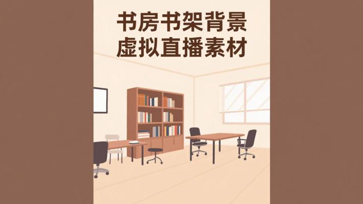 书房办公会议室书架室内虚拟直播间背景素材