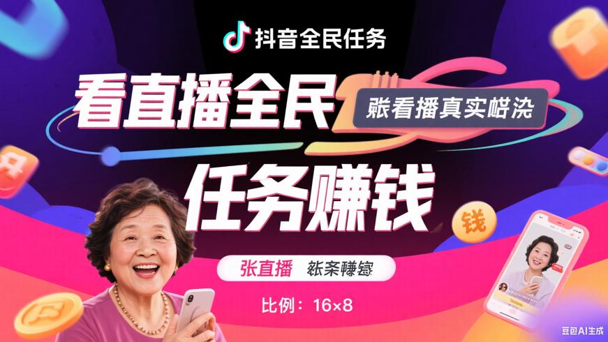 张阿姨靠抖音全民任务看直播赚钱的真实经历