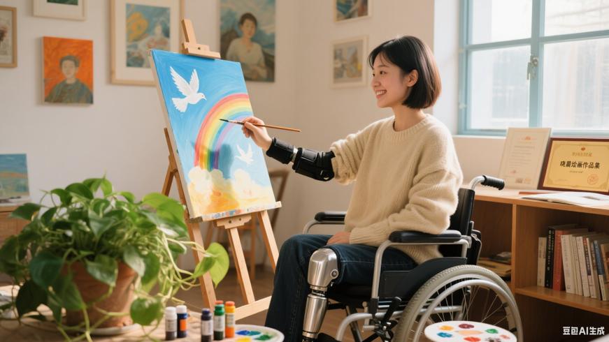 车祸致残的晓晨用绘画重燃人生希望的历程