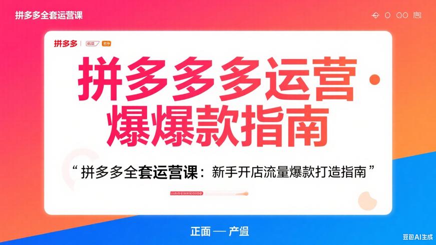 拼多多全套运营课：新手开店流量爆款打造指南