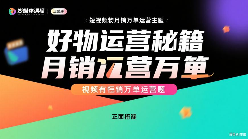 月销万单！短视频好物运营秘籍大公开
